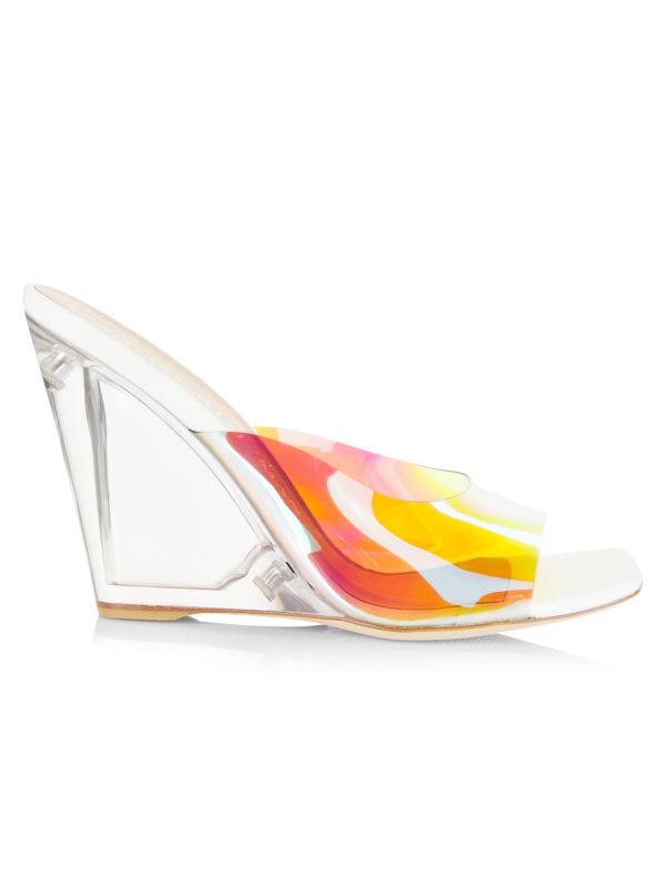 Stuart Weitzman Tia 100 Lucite Wedge Sandals